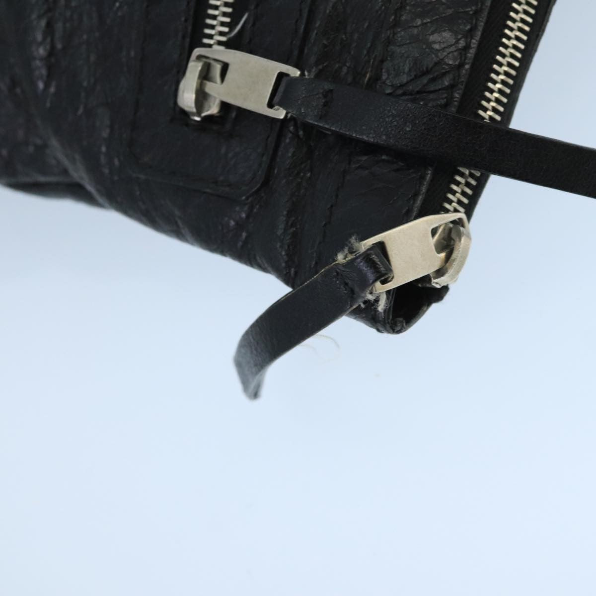 Balenciaga BALENCIAGA Clutch Bag Leather Black Silver 273023 Authentic bs19499