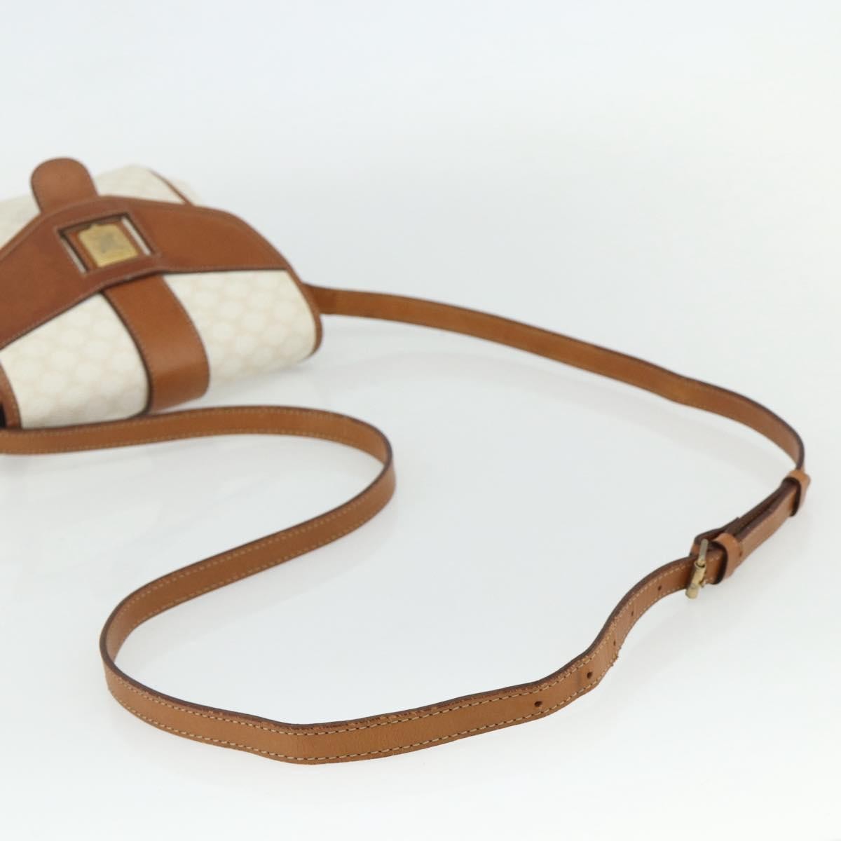 Celine CELINE Macadam Canvas Shoulder Bag PVC Leather White Gold Authentic ep14261