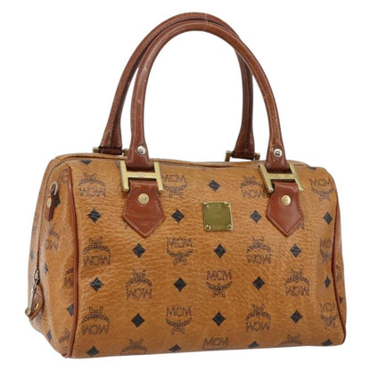 MCM MCM Logogram Vicetos Boston Bag PVC Leather Brown Gold Authentic gh904