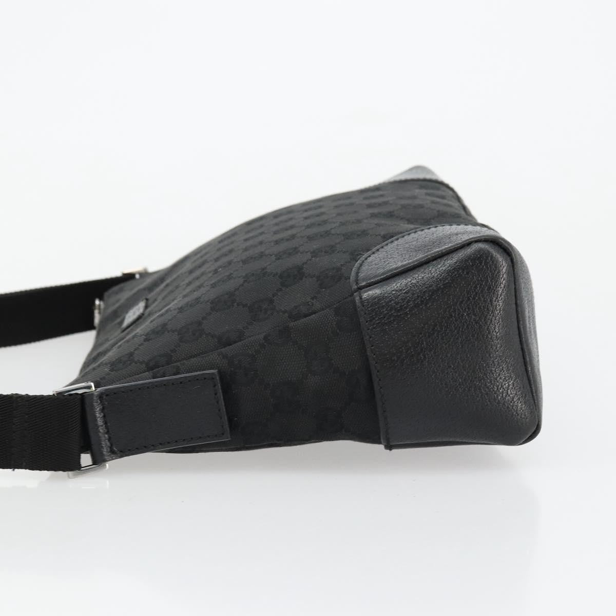 Gucci GUCCI GG Canvas Shoulder Bag Black Silver 114273 Authentic ep14561