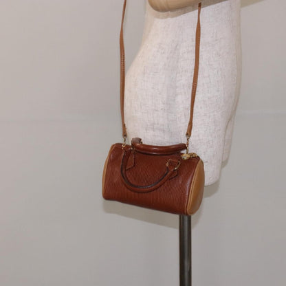 Fendi FENDI Hand Bag Leather 2way Brown Gold Authentic sw1085