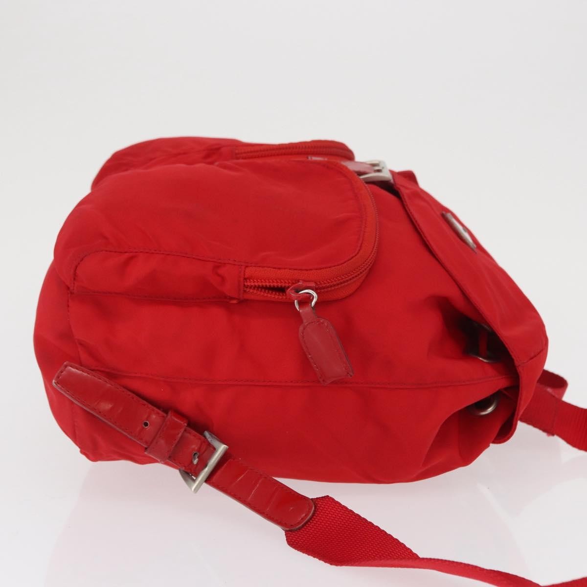 Prada PRADA Backpack Nylon Red Silver Authentic 164789 Bag