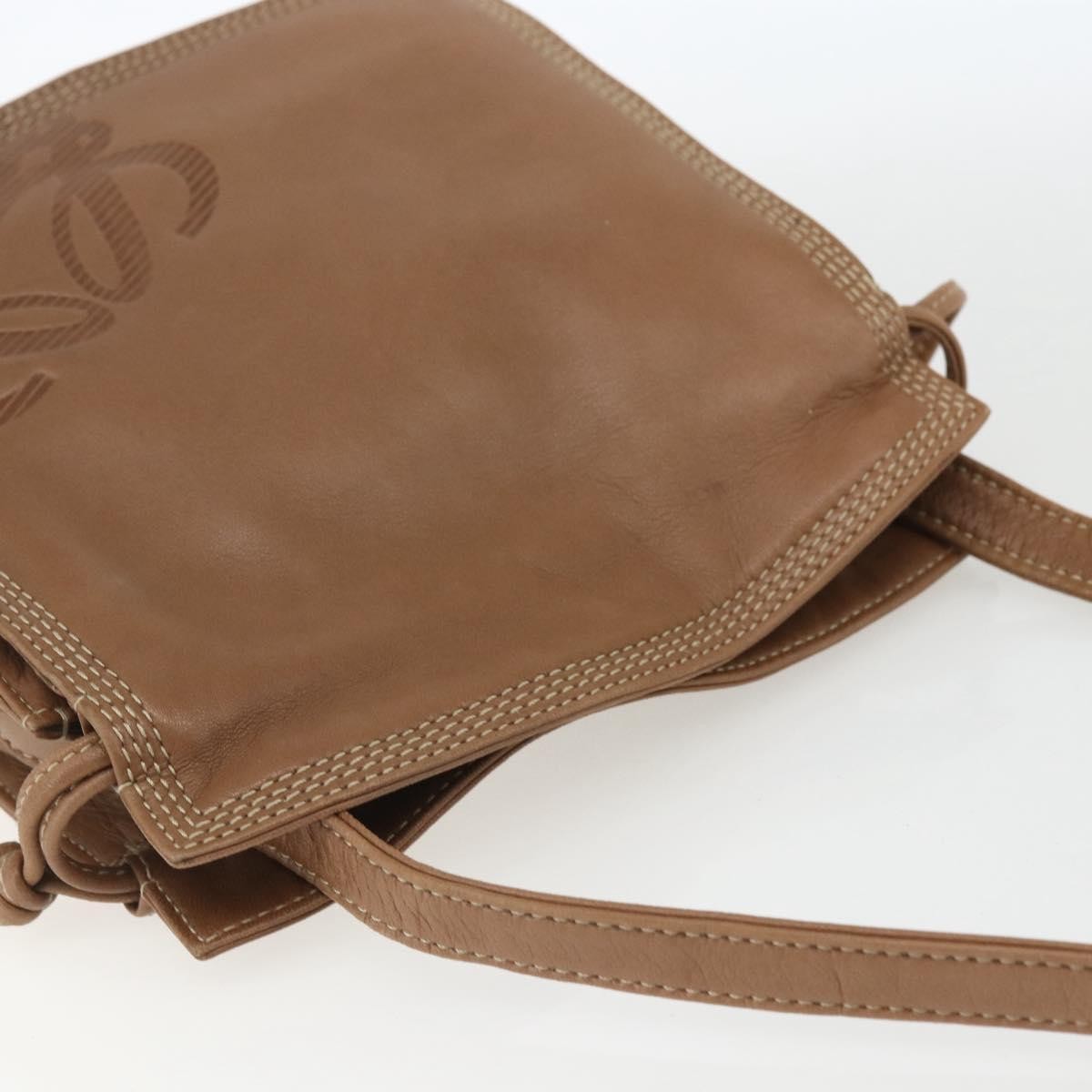 Loewe LOEWE Anagram Shoulder Bag Leather Brown Gold Authentic ep12651