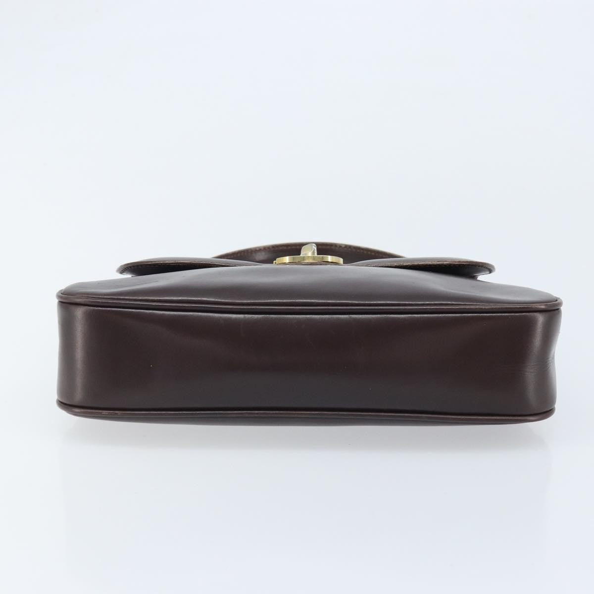 Gucci GUCCI Hand Bag Leather Brown Gold Authentic BAZ167