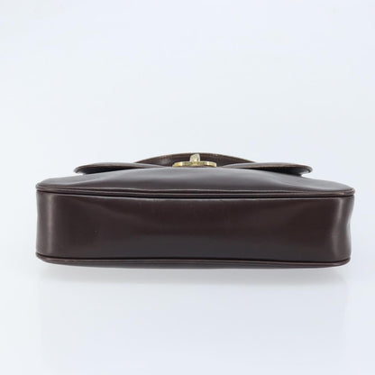 Gucci GUCCI Hand Bag Leather Brown Gold Authentic BAZ167