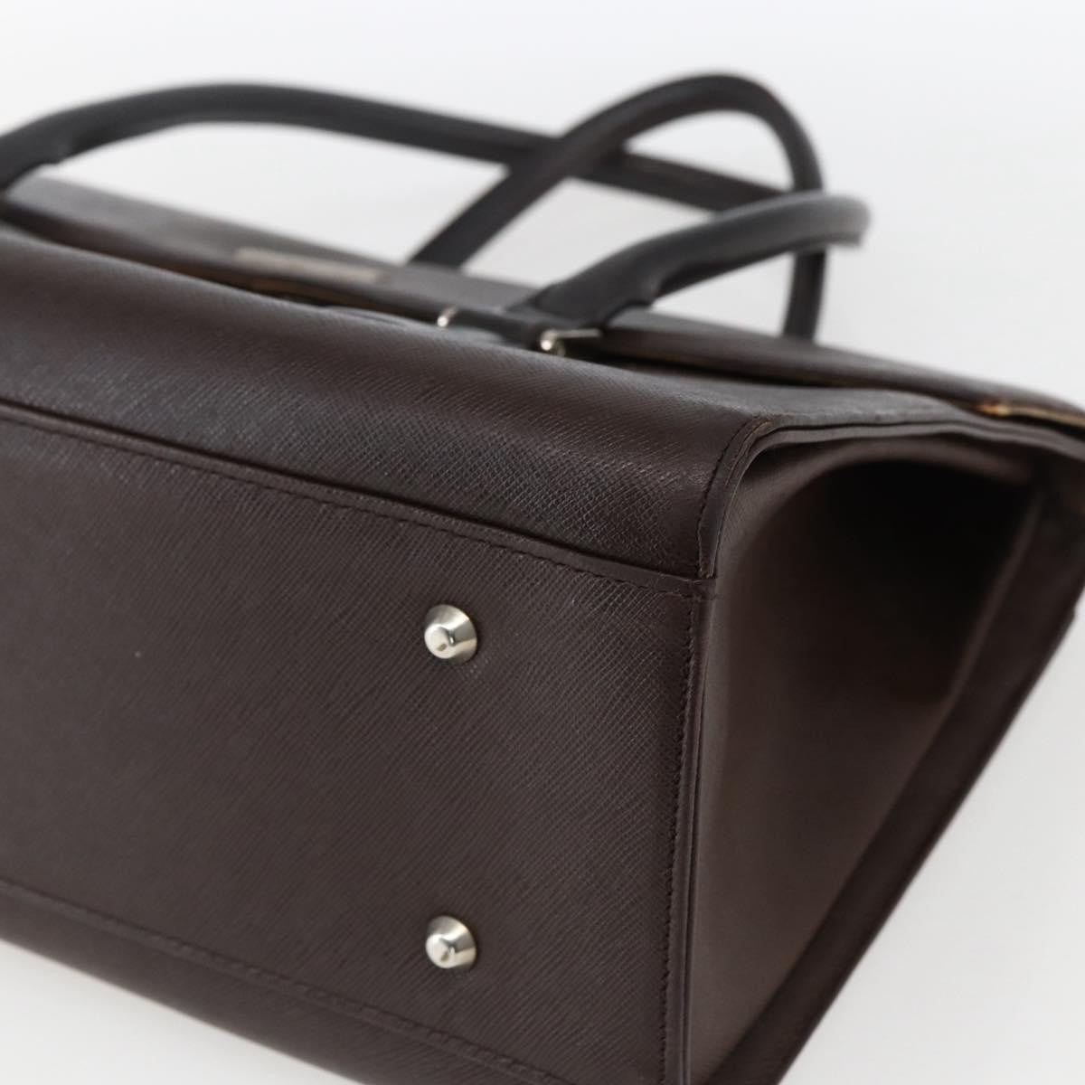 Burberry BURBERRY Hand Bag Leather Brown Silver Authentic BA10747