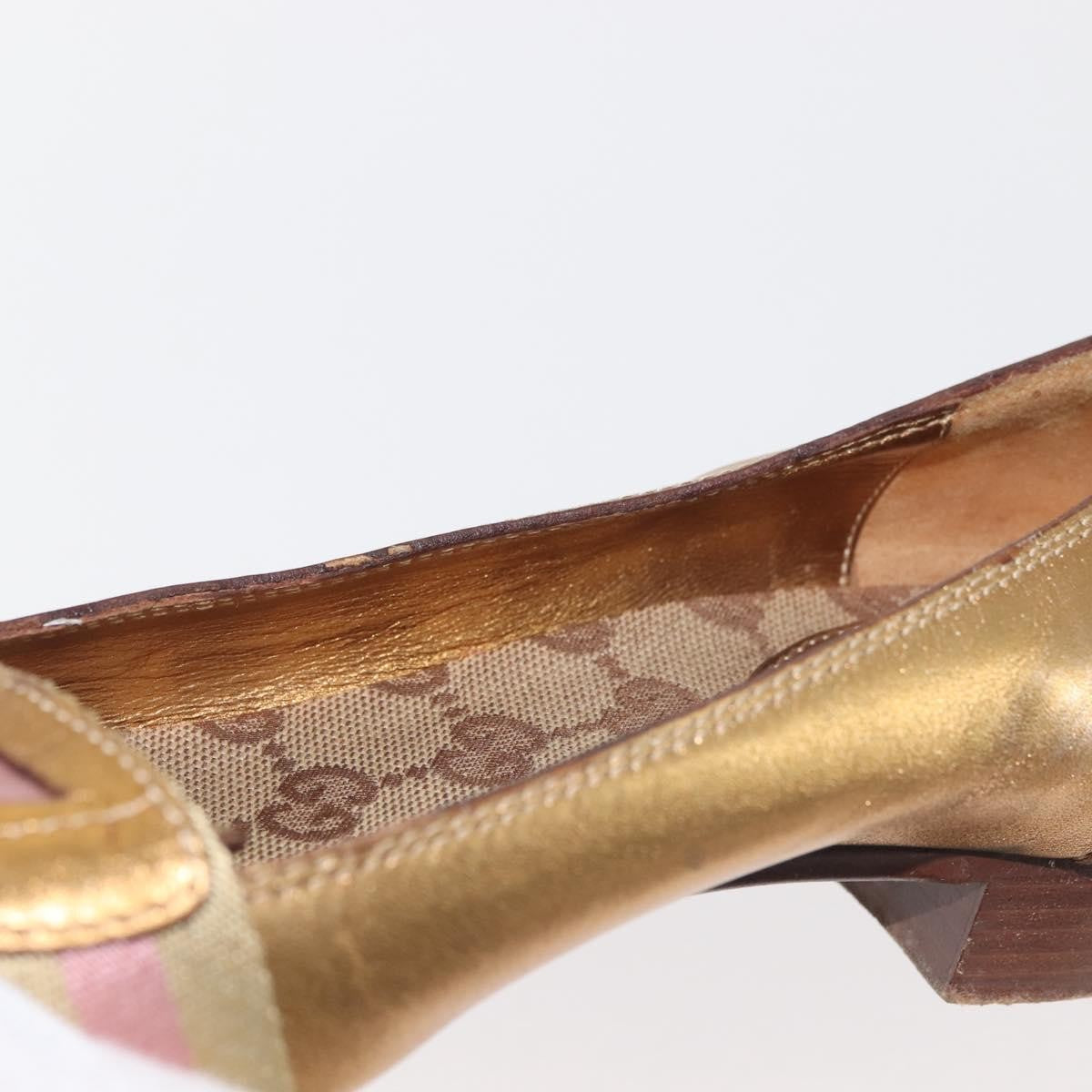 Gucci GUCCI Pumps Leather Gold Authentic ac3875 Bag