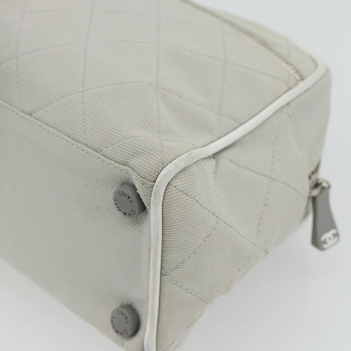 Chanel CHANEL Hand Bag Canvas Leather Gray Silver CC Authentic ka4399A