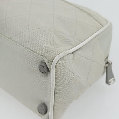 Chanel CHANEL Hand Bag Canvas Leather Gray Silver CC Authentic ka4399A