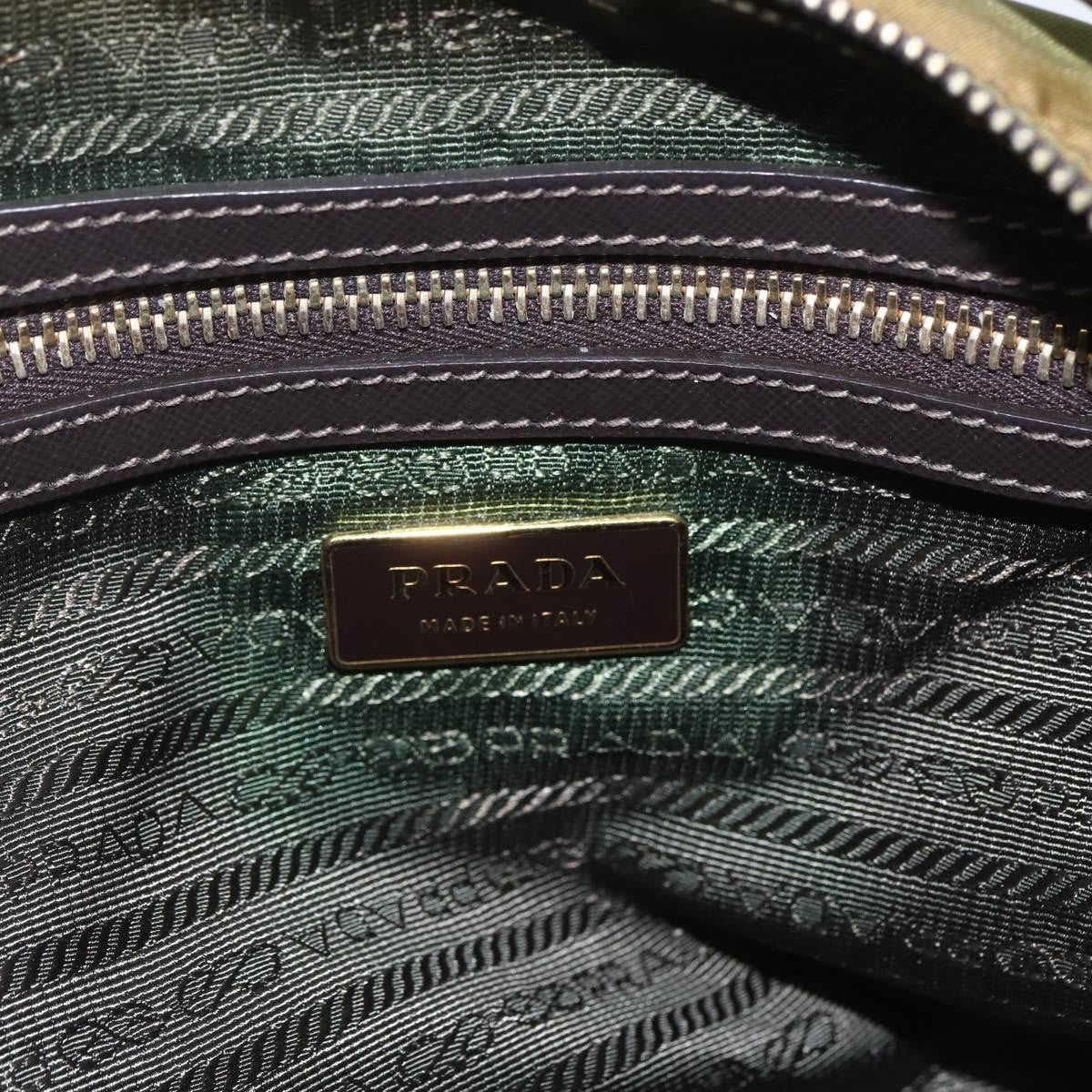 Prada PRADA Shoulder Bag Nylon Leather Khaki Gold Authentic 165173