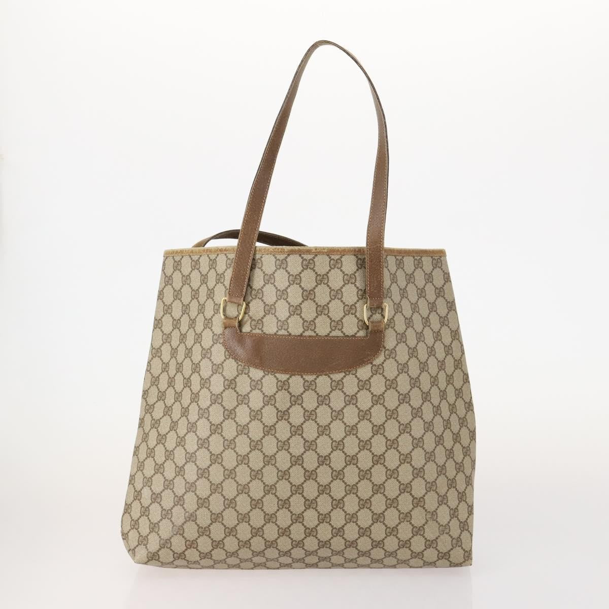 Gucci GUCCI GG Plus Supreme Web Sherry Line Tote Bag PVC 3 Set Beige Red Authentic BSZ437