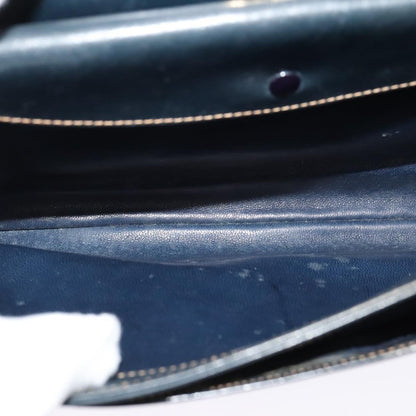 Gucci GUCCI Shoulder Bag Leather Navy Gold Authentic BD2006