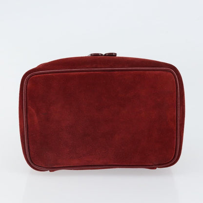 Gucci GUCCI Horsebit Vanity Bag Hand Bag Suede Red Gold 032 1705 0141 Authentic yk19984