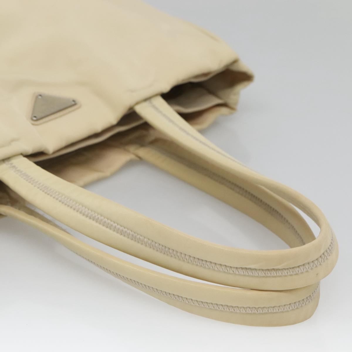 Prada PRADA Tote Bag Nylon Beige Silver Authentic 139071