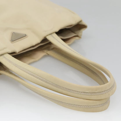 Prada PRADA Tote Bag Nylon Beige Silver Authentic 139071