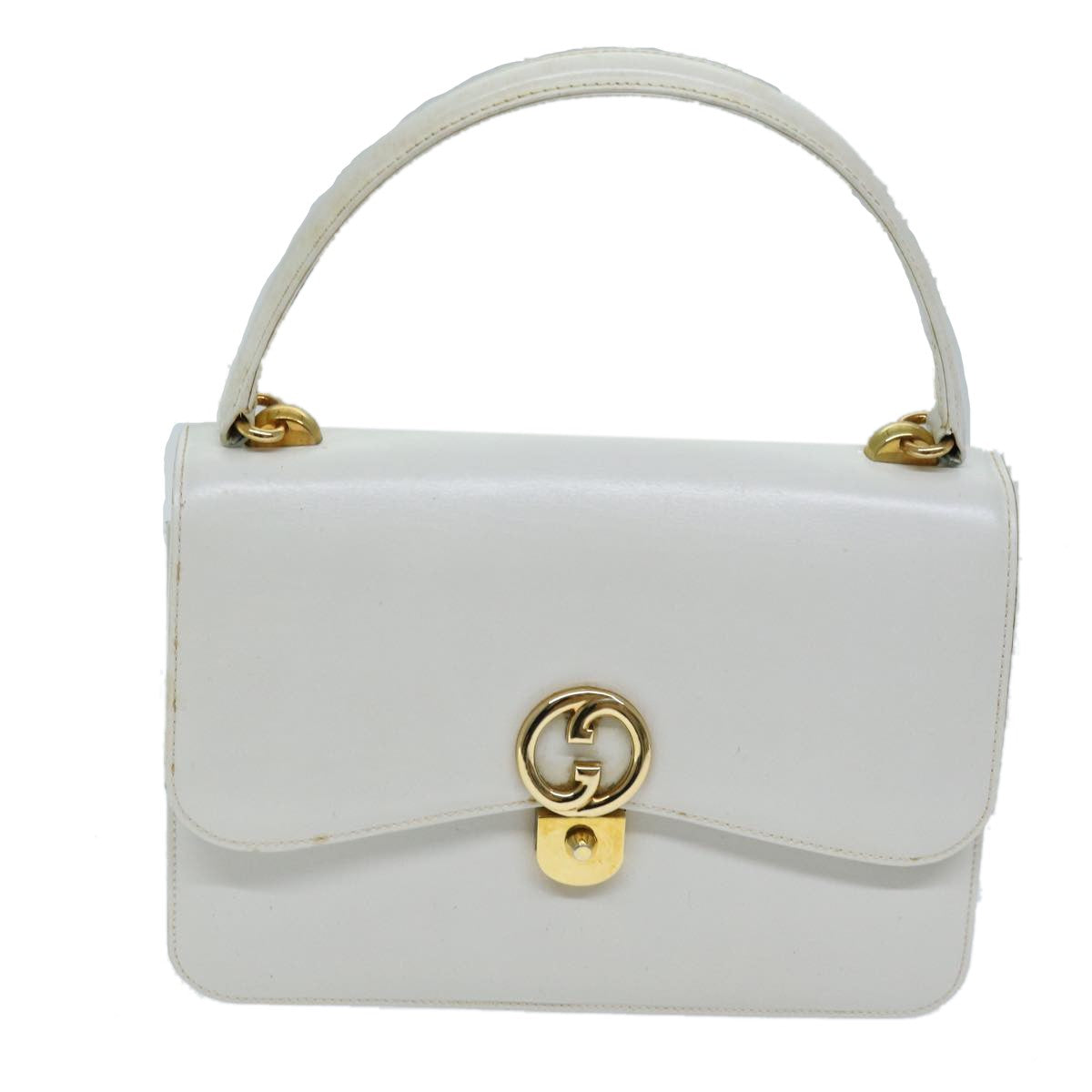 Gucci GUCCI Hand Bag Leather White Authentic yk12076