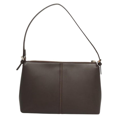 Burberry BURBERRY Shoulder Bag Leather Brown Silver Authentic BA2674