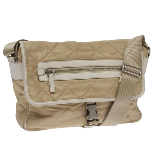 Prada PRADA Shoulder Bag Nylon Beige Silver Authentic 103773
