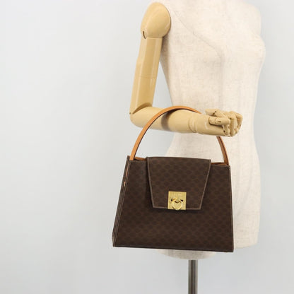 Celine CELINE Macadam Canvas Hand Bag PVC Leather Brown Gold Authentic YKZ1290