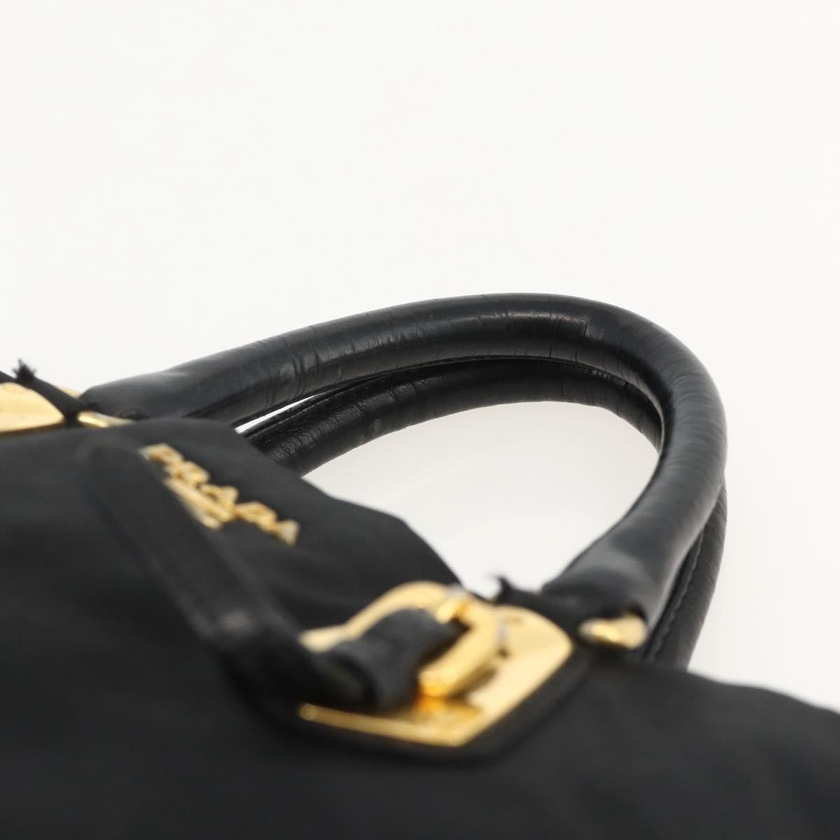 Prada PRADA Hand Bag Nylon Black Gold Authentic 175270