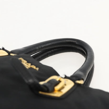 Prada PRADA Hand Bag Nylon Black Gold Authentic 175270