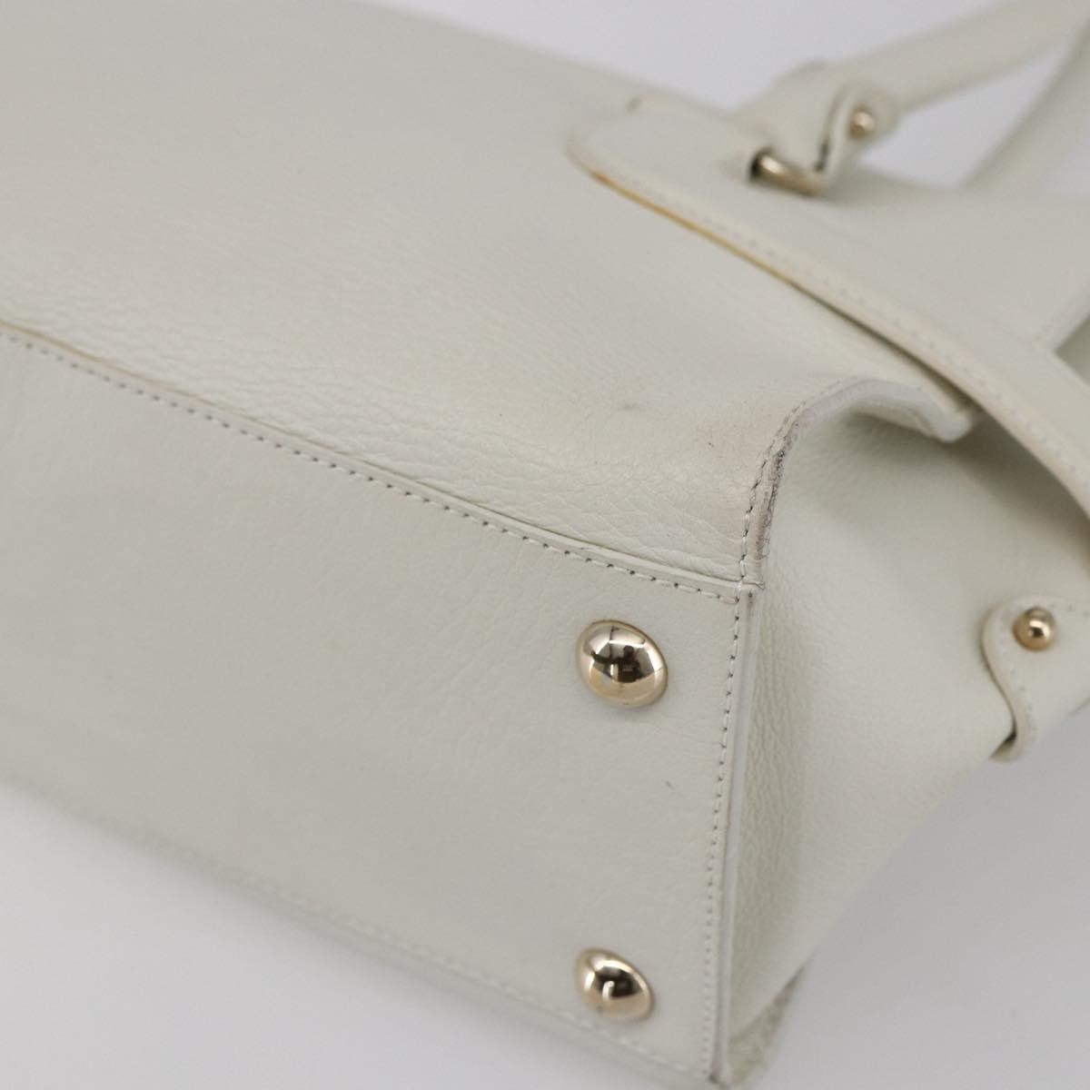 Salvatore Ferragamo Salvatore Ferragamo Gancini Shoulder Bag Leather White Gold Authentic 154689