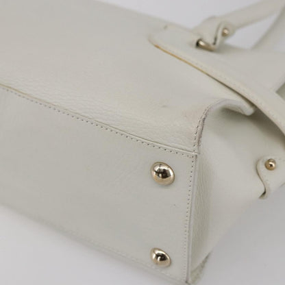 Salvatore Ferragamo Salvatore Ferragamo Gancini Shoulder Bag Leather White Gold Authentic 154689