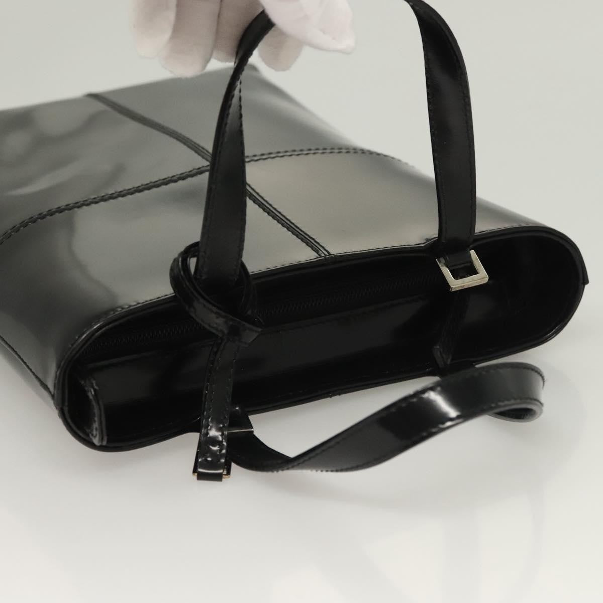 Gucci GUCCI Hand Bag Enamel 2way Black Gold 000 2113 0553 Authentic ti3137