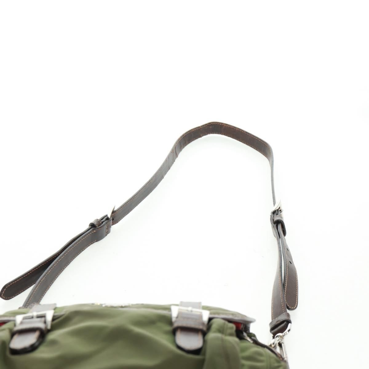 Prada PRADA Shoulder Bag Nylon Green Silver Authentic 161408