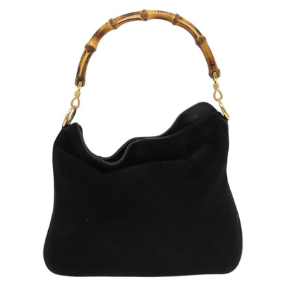 Gucci GUCCI Bamboo Shoulder Bag Suede 2way Black Gold 001 2404 16380 Authentic ti3280