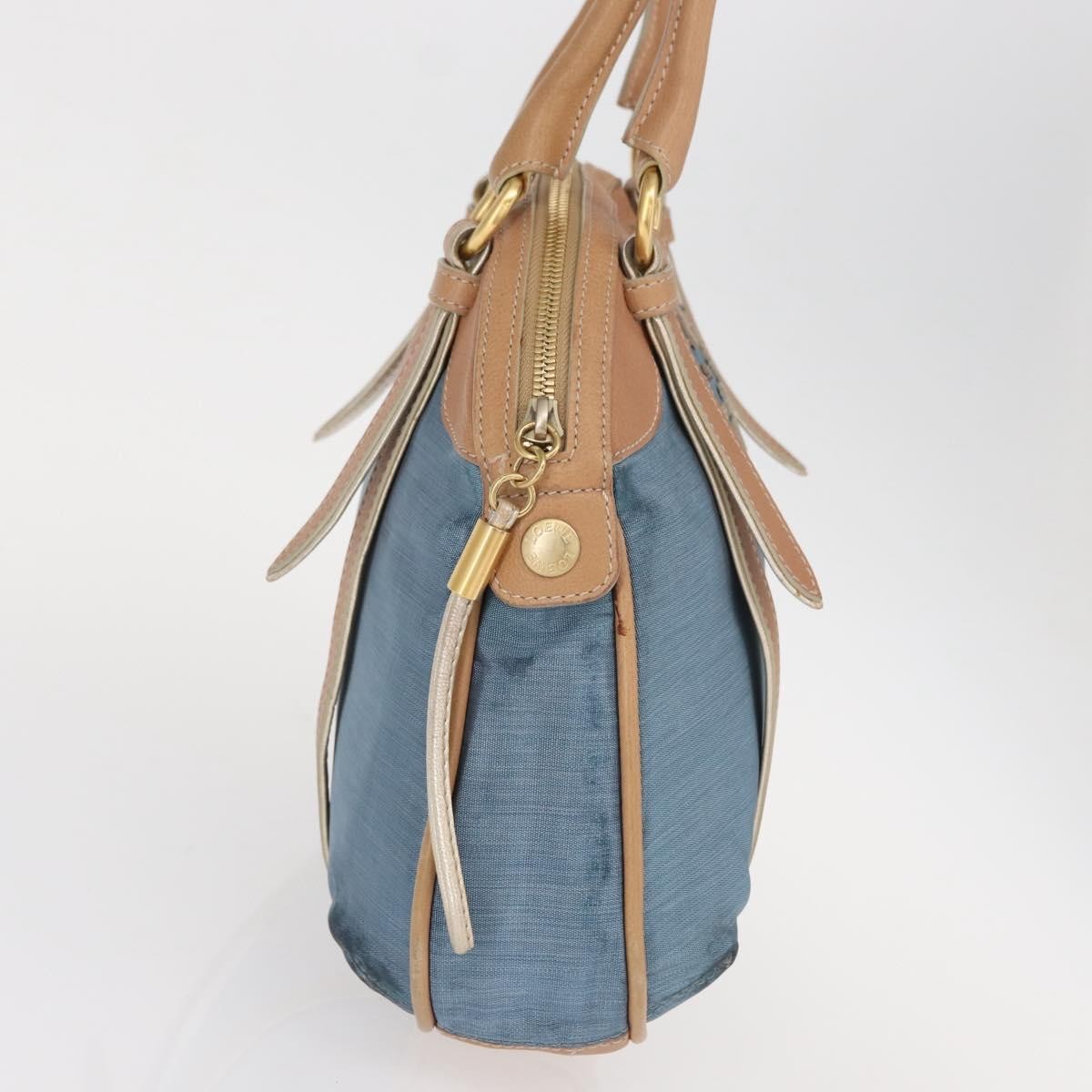 Loewe LOEWE Anagram Hand Bag Nylon Blue Gold Authentic bs31204