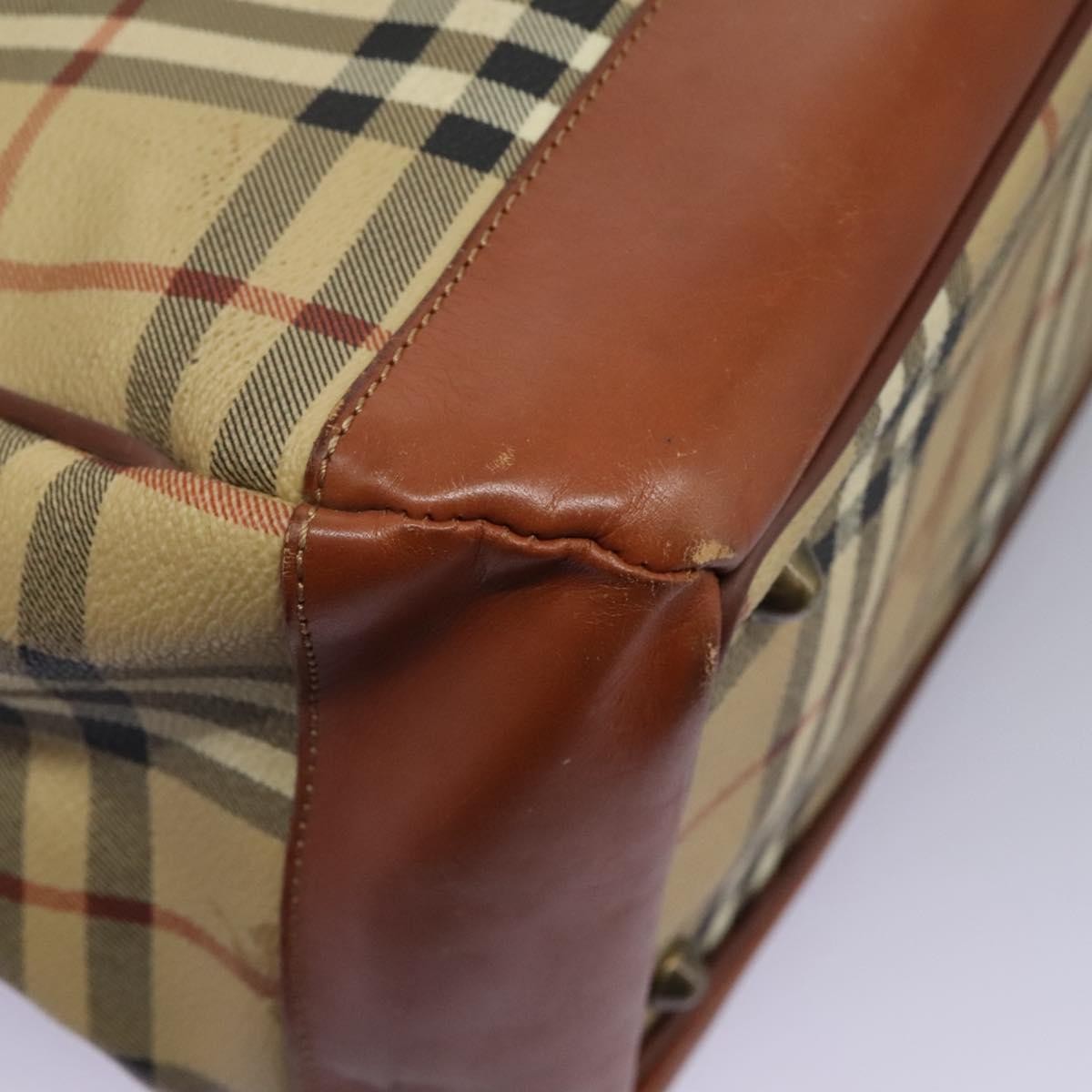 Burberrys Burberrys Nova Check Boston Bag PVC 2way Beige Authentic MX139