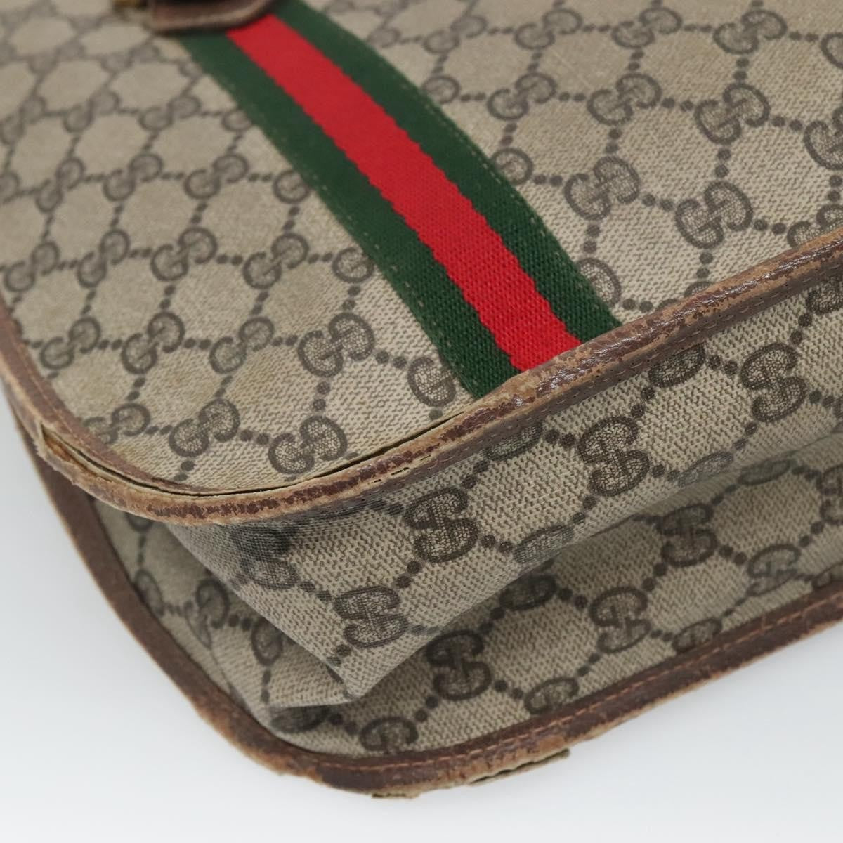 Gucci GUCCI GG Supreme Web Sherry Line Hand Bag PVC Beige Gold Authentic ar13384
