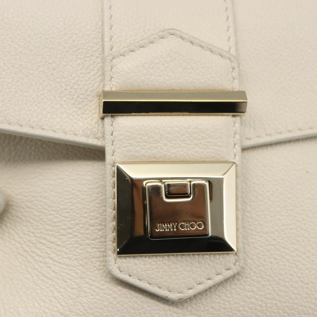 Jimmy Choo Jimmy Choo Chain Shoulder Bag Leather White Gold Authentic bs31956