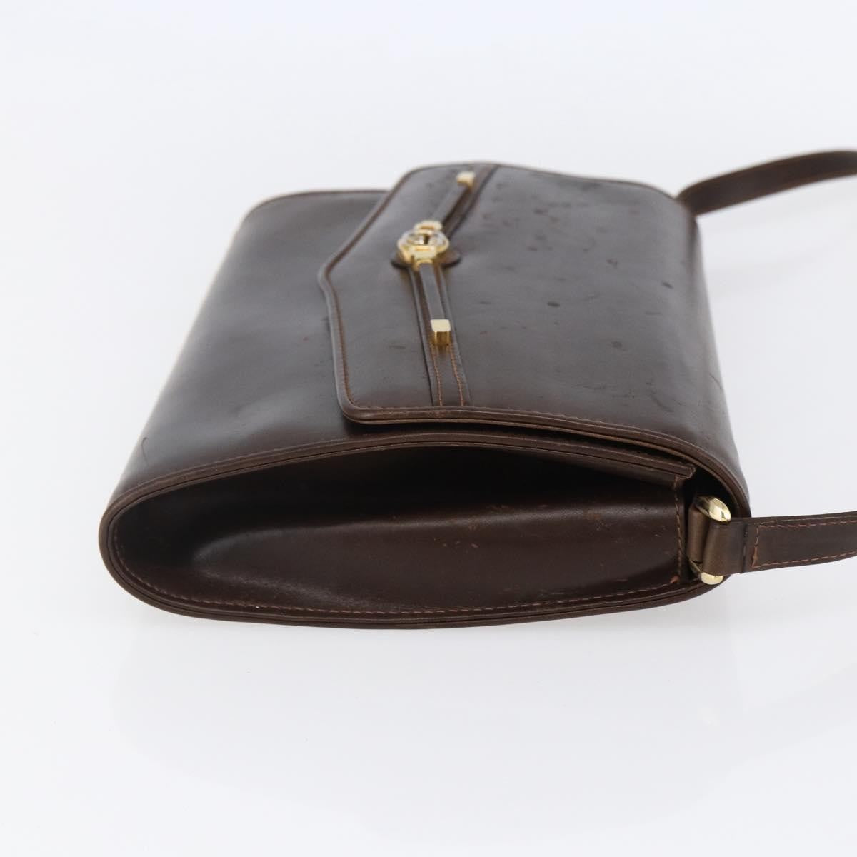 Gucci GUCCI Shoulder Bag Leather Brown Gold Authentic 152976