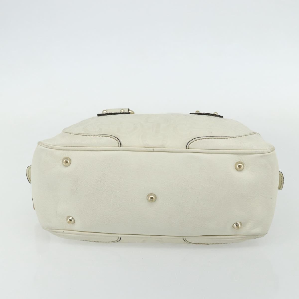 Gucci GUCCI Bamboo Boston Bag Leather White Gold 154376 Authentic ep14116