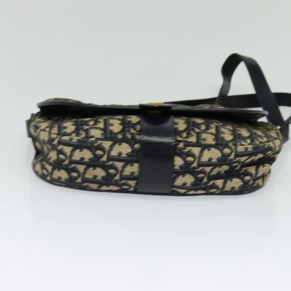 Dior Christian Dior Trotter Canvas Shoulder Bag Navy Gold Authentic BD2178