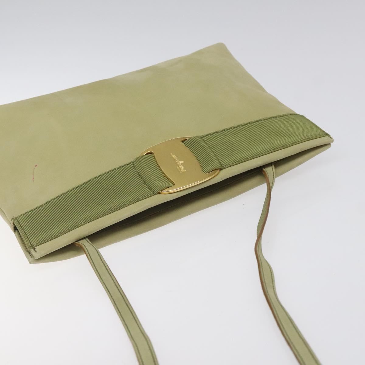 Salvatore Ferragamo Salvatore Ferragamo Shoulder Bag Suede Green Gold Authentic bs25782