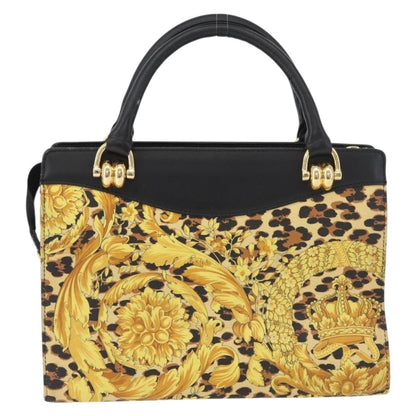 Versace VERSACE Hand Bag PVC Leather Yellow Gold Authentic 177929