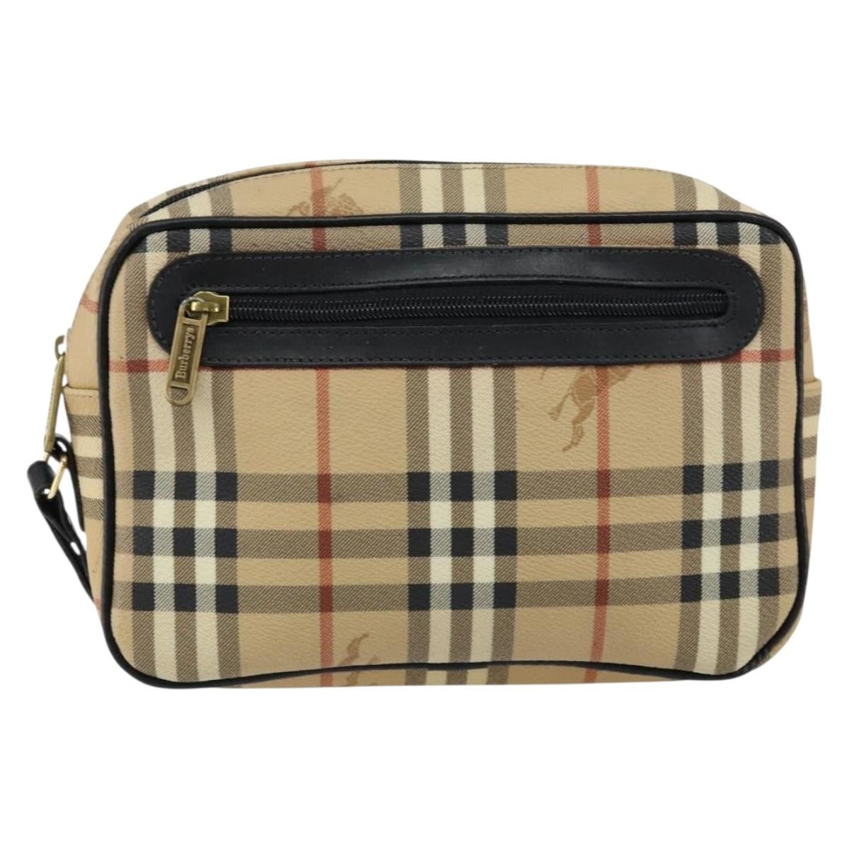 Burberrys Burberrys Nova Check Clutch Bag PVC Beige Gold Authentic ep11601