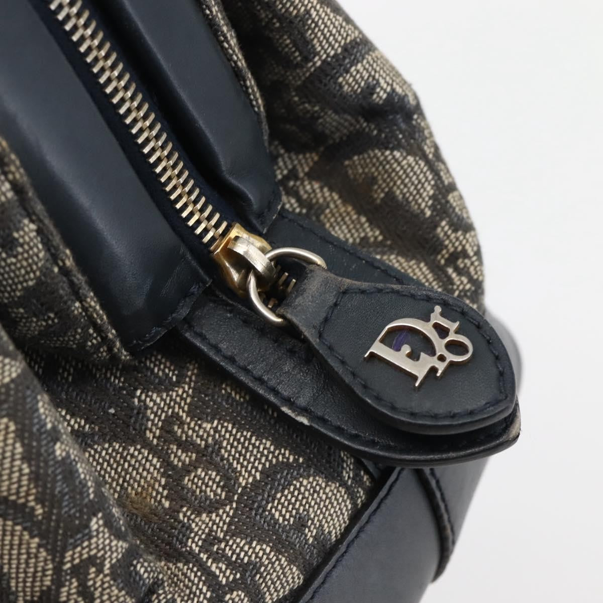 Dior Christian Dior Trotter Canvas Hand Bag Navy Gold Authentic gh760