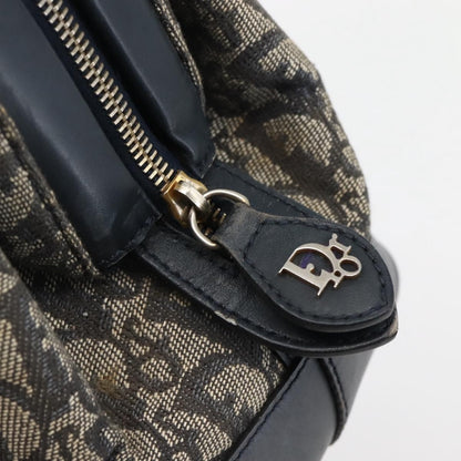 Dior Christian Dior Trotter Canvas Hand Bag Navy Gold Authentic gh760