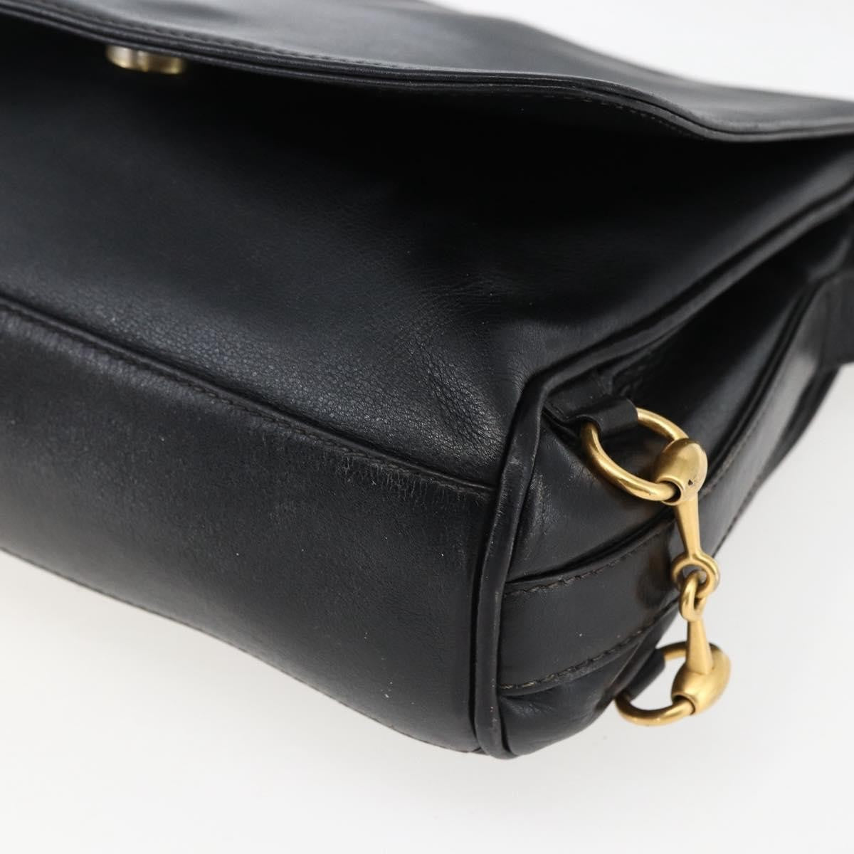 Gucci GUCCI Shoulder Bag Leather Black Silver 001 2214 Authentic ep13226