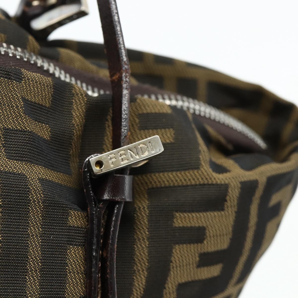 Fendi FENDI Zucca Canvas Hand Bag Black Brown Authentic 175169
