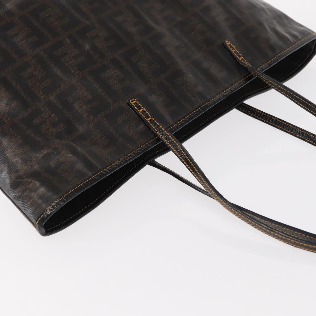 Fendi FENDI Zucca Canvas Tote Bag Coated Canvas Black Brown Authentic ka771