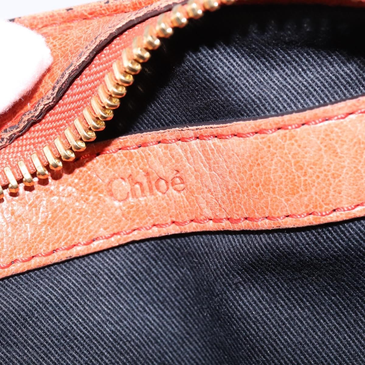Chloé Chloé Chloe Etel Hand Bag Leather 2way Orange Gold Authentic am9029