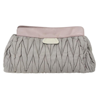 Miu Miu Miu Miu Matelasse Shoulder Bag Leather Gray Gold Authentic 162864