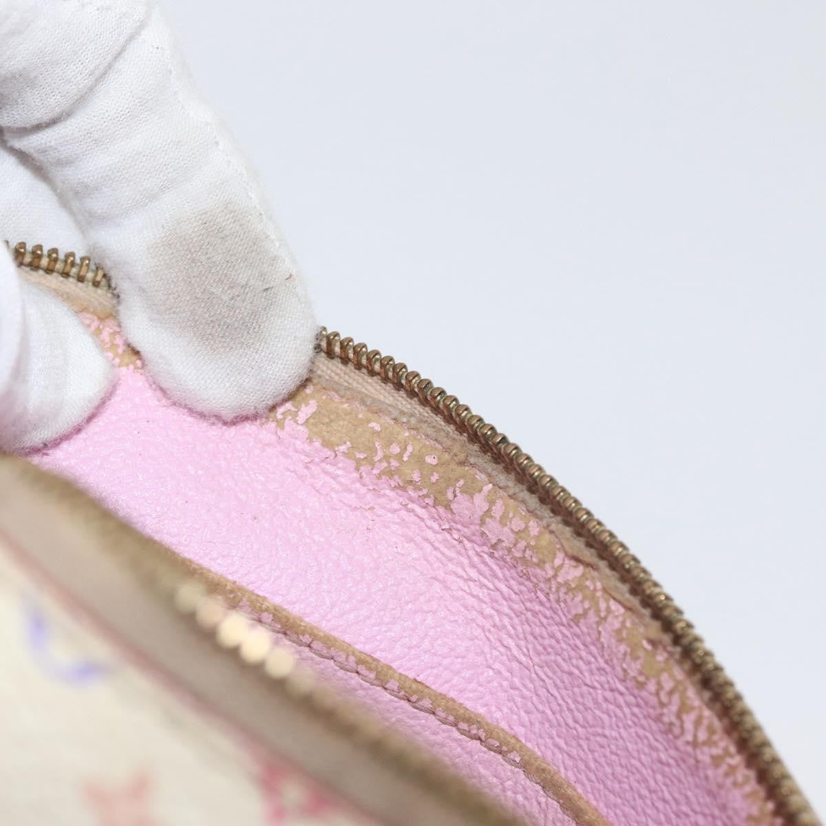 Louis Vuitton LOUIS VUITTON Multicolor Pochette Cosmetic PM Pouch White M47354 LV Authentic LNZ961 Bag