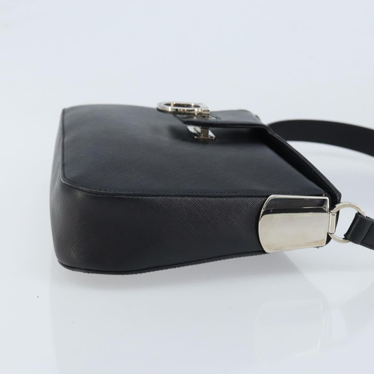Salvatore Ferragamo Salvatore Ferragamo Gancini Shoulder Bag Leather Black Silver Authentic gh1877