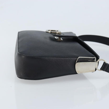 Salvatore Ferragamo Salvatore Ferragamo Gancini Shoulder Bag Leather Black Silver Authentic gh1877